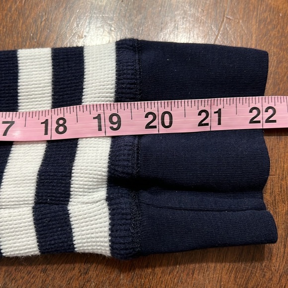 LRL Ralph Lauren Navy Blue White Stripe Stretch Waffle Knit Hoodie Sz LP EUC - Picture 10 of 11